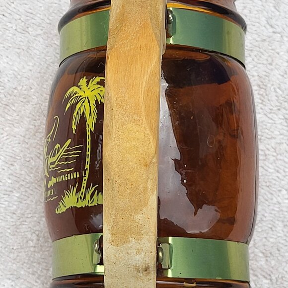 VTG Siesta Ware Brown Glass Barrel 5.5" Mug Wood Handle Bahama Islands RARE GUC - Picture 11 of 13